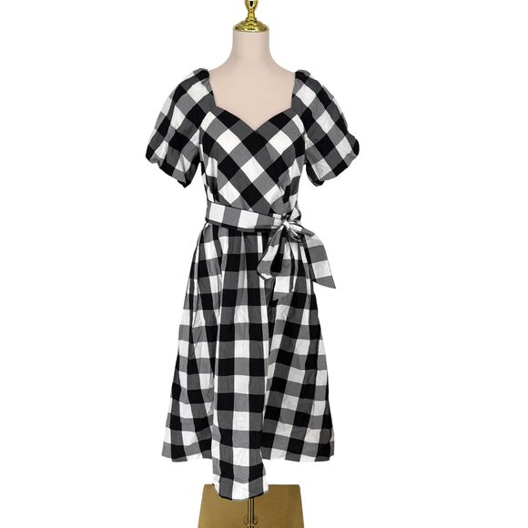 Talbots Zinnia Gingham Fit & Flare Poplin Dress 10 Petite Sweetheart Cotton NWT - Picture 2 of 10